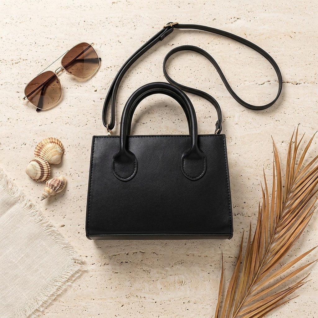 SORAVEA Sigrun Top-handle, black Top-handle, flatlay styled