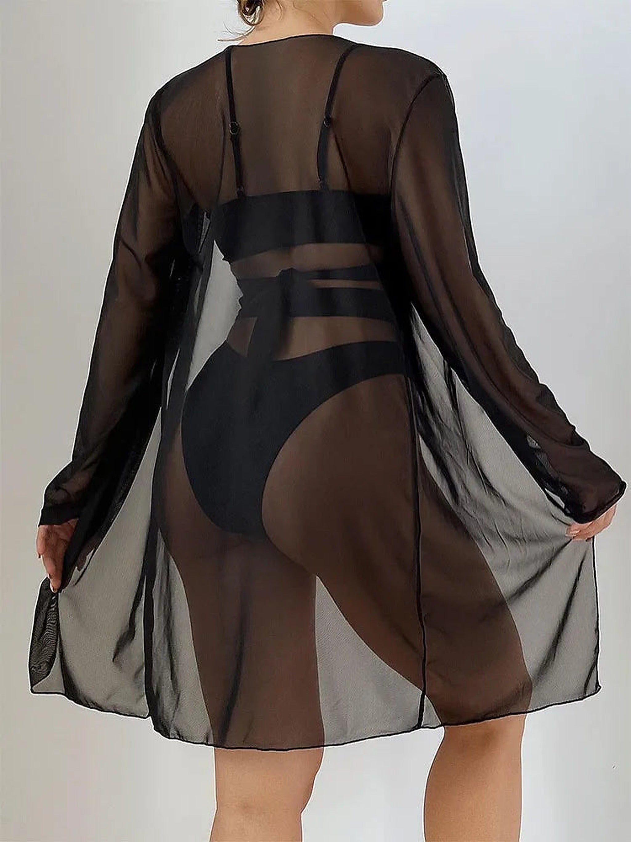 Elara mesh-kimono cover-up detaljbild