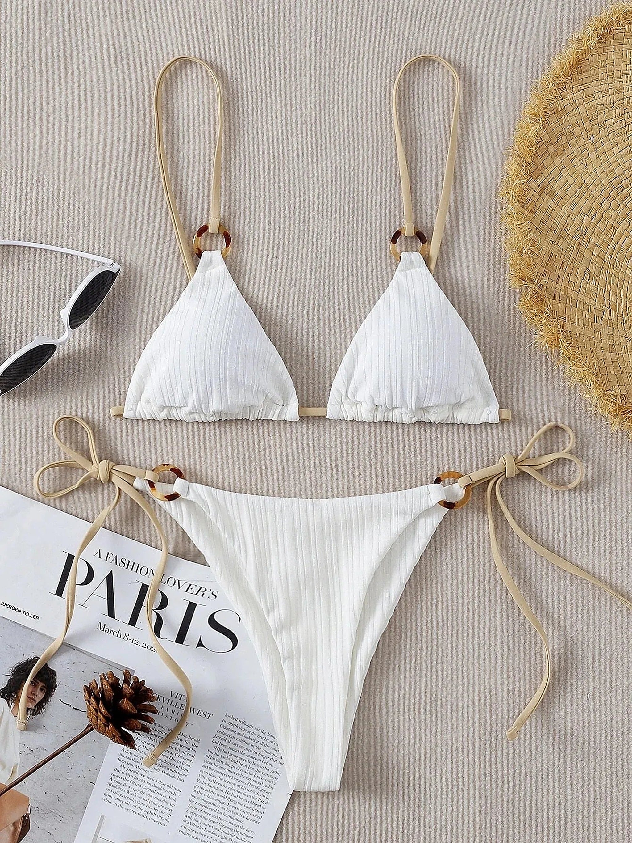 Nova räfflad bikini detaljbild textur